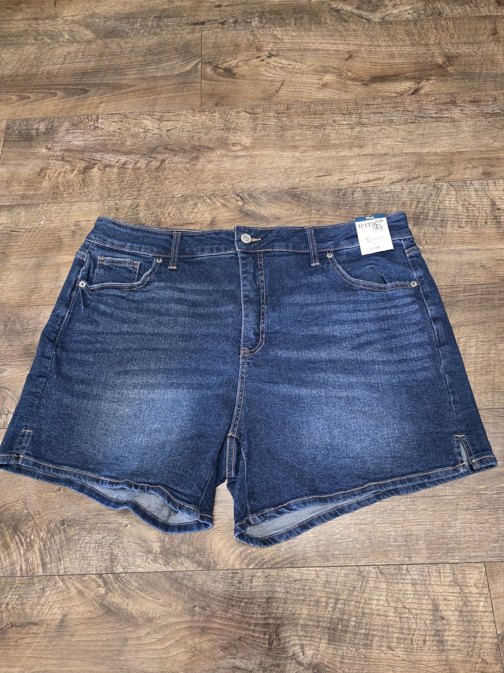 Terra & Sky Denim High-Rise Blue Women’s Shorts Women Size Plus 18 - Picture 3 of 10